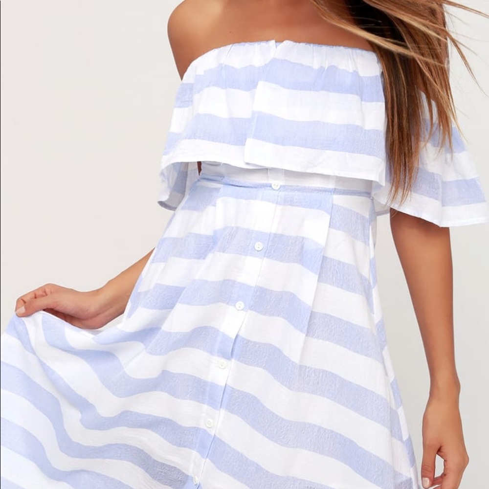 Nautical Blue and White Striped Midi Dress - Picture 5 of 11